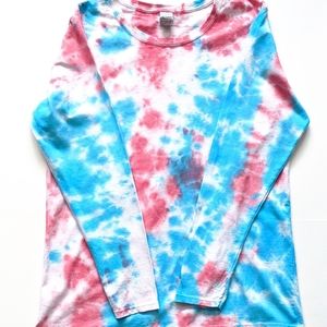 Blue/ Pink/ White Tie Dye Long Sleeve Tee